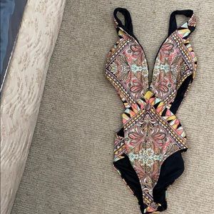 Volcom Black Stone Row One Piece Swimsuit